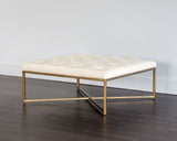 Endall Ottoman - Antique Brass - Vintage Vanilla Leather 104089 Sunpan