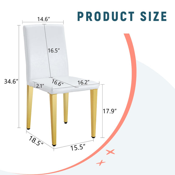 English Elm Set Of 4 Elegant White Pu Leather Chairs With Gold Legs – Chic, Durable, And Perfect For Modern Spaces! W3226P279073-GIGA