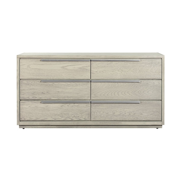 English Elm Abbey Solid Oak Six Drawer Dresser Gray Finish Wide Low Profile Bedroom Storage B2736P464852