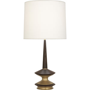 Robert Abbey Fletcher Table Lamp Warm Brass Finish with Dark Walnut Accents Fondine Fabric Shade