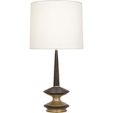 Robert Abbey Fletcher Table Lamp Warm Brass Finish with Dark Walnut Accents Fondine Fabric Shade