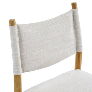 English Elm Mid-century Modern Linen Blend Dining Chairs Rubberwood Legs Sculptural Backrest Set of 2 Beige+Natural N768P442401N