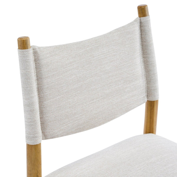 English Elm Mid-century Modern Linen Blend Dining Chairs Rubberwood Legs Sculptural Backrest Set of 2 Beige+Natural N768P442401N