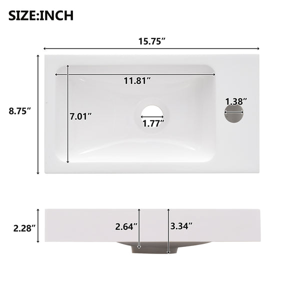 English Elm 15.75" Rustic Bathroom Vanity with Reversible Resin Sink, Soft-Close Door, Adjustable Shelf, Compact Elegance N729P285513N