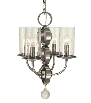 Framburg 4-light Mini Chandelier With Seeded Cylinders And Crystal Accents - Handcrafted Elegance For Any Space Brushed Nickel Metal 1043 Bn