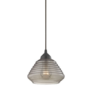 Orbital 8'' Wide 1-Light Pendant - Oil Rubbed Bronze with Smoke Glass 10434/1 Elk Lighting