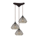 Orbital 10'' Wide 3-Light Pendant - Oil Rubbed Bronze with Smoke Glass 10434/3 Elk Lighting