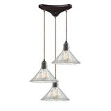 Hand Formed Glass 10'' Wide 3-Light Mini Pendant - Oil Rubbed Bronze 10435/3 Elk Lighting