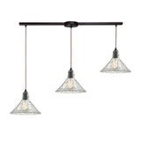 Hand Formed Glass 36'' Wide 3-Light Slim Linear Pendant - Oil Rubbed Bronze 10435/3L Elk Lighting