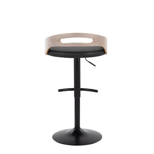 English Elm Adjustable Swivel Barstools with Faux Leather Seat and Black Metal Base Set of 2 B202S02162