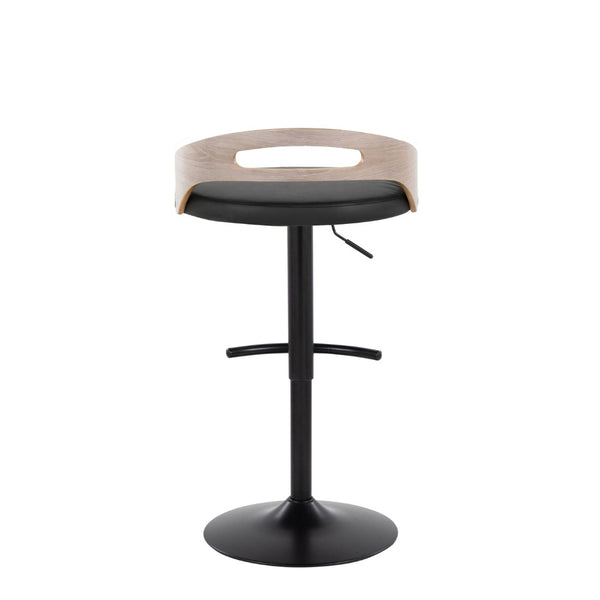 English Elm Adjustable Swivel Barstools with Faux Leather Seat and Black Metal Base Set of 2 B202S02162