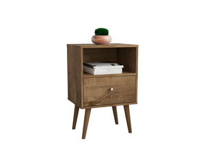 English Elm Liberty 18" Rustic Brown Nightstand - Stylish Storage With Open Cubby & Smooth-Glide Drawer B365P398513