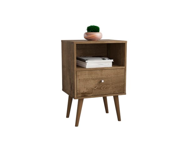 English Elm Liberty 18" Rustic Brown Nightstand - Stylish Storage With Open Cubby & Smooth-Glide Drawer B365P398513