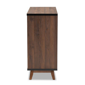 Baxton Studio Baxton Studio Margo Mid-Century Two-Tone Walnut Wine Cabinet with Stylish Storage for Home Bars RT676-OCC-Walnut/Black-Cabinet