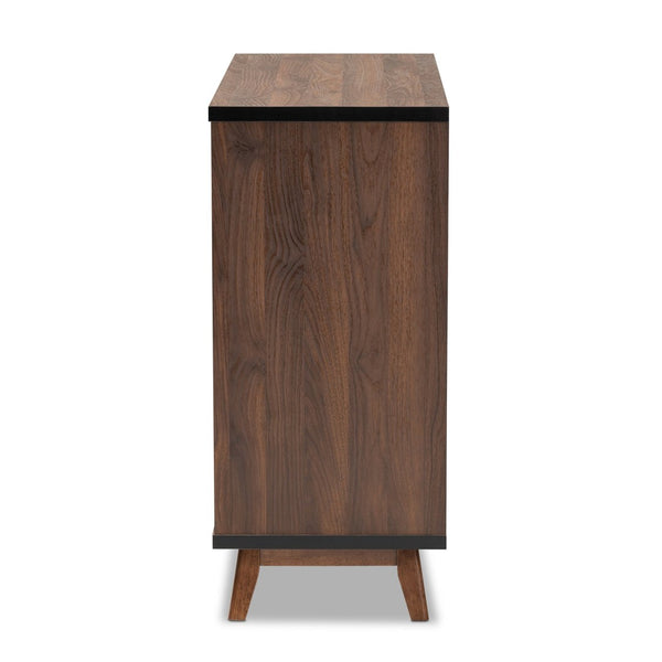 Baxton Studio Baxton Studio Margo Mid-Century Two-Tone Walnut Wine Cabinet with Stylish Storage for Home Bars RT676-OCC-Walnut/Black-Cabinet