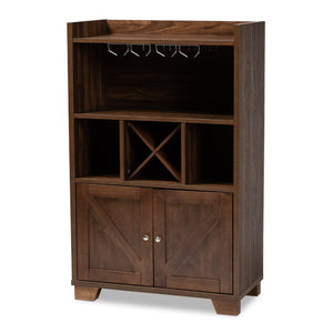 Baxton Studio Baxton Studio Carrie Wine Storage Cabinet - Walnut Brown Wood, Farmhouse Style with Open & Closed Shelves RT677-OCC-Walnut-Cabinet