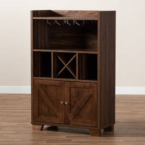 Baxton Studio Baxton Studio Carrie Wine Storage Cabinet - Walnut Brown Wood, Farmhouse Style with Open & Closed Shelves RT677-OCC-Walnut-Cabinet