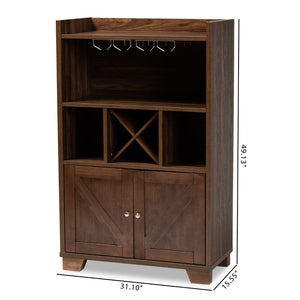 Baxton Studio Baxton Studio Carrie Wine Storage Cabinet - Walnut Brown Wood, Farmhouse Style with Open & Closed Shelves RT677-OCC-Walnut-Cabinet