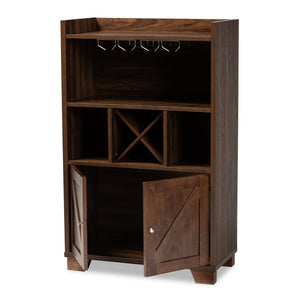 Baxton Studio Baxton Studio Carrie Wine Storage Cabinet - Walnut Brown Wood, Farmhouse Style with Open & Closed Shelves RT677-OCC-Walnut-Cabinet