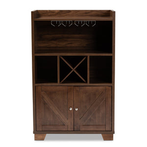 Baxton Studio Baxton Studio Carrie Wine Storage Cabinet - Walnut Brown Wood, Farmhouse Style with Open & Closed Shelves RT677-OCC-Walnut-Cabinet