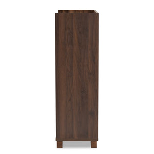 Baxton Studio Baxton Studio Carrie Wine Storage Cabinet - Walnut Brown Wood, Farmhouse Style with Open & Closed Shelves RT677-OCC-Walnut-Cabinet