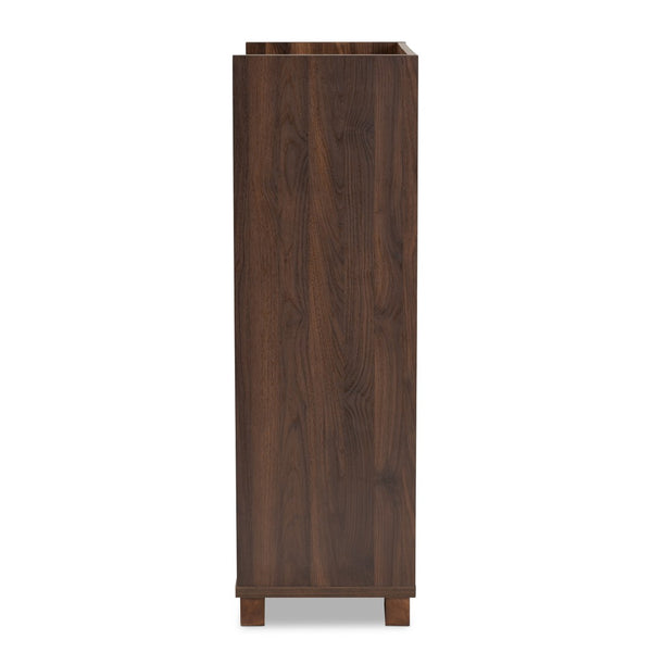 Baxton Studio Baxton Studio Carrie Wine Storage Cabinet - Walnut Brown Wood, Farmhouse Style with Open & Closed Shelves RT677-OCC-Walnut-Cabinet