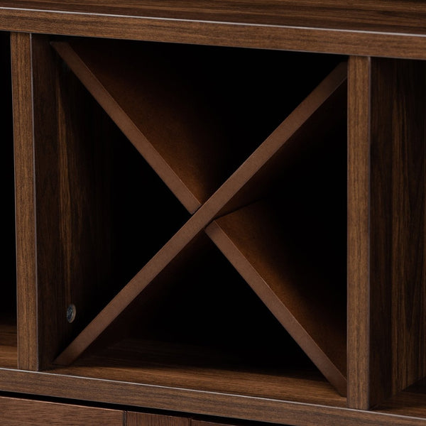 Baxton Studio Baxton Studio Carrie Wine Storage Cabinet - Walnut Brown Wood, Farmhouse Style with Open & Closed Shelves RT677-OCC-Walnut-Cabinet