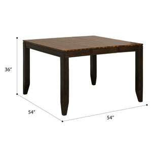 English Elm Wallace & Bay - Brown Transitional Gathering Height Table with Leaf - Caramel & Burnt Sugar Wood, 36–54" Extendable B361P383858