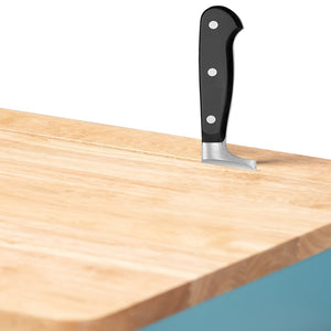 Baxton Studio Baxton Studio Liona Sky Blue Kitchen Cart with Knife Holder, Shelves & Pull-Out Trash Compartment RT599-OCC-Natural/Sky Blue-Cart