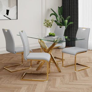 English Elm Modern Faux Leather Dining Side Chairs with Chrome Legs Ergonomic Set of 2 W210127296
