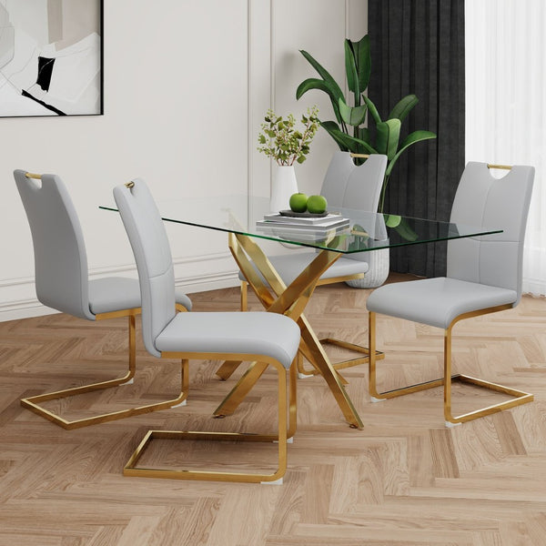 English Elm Modern Faux Leather Dining Side Chairs with Chrome Legs Ergonomic Set of 2 W210127296
