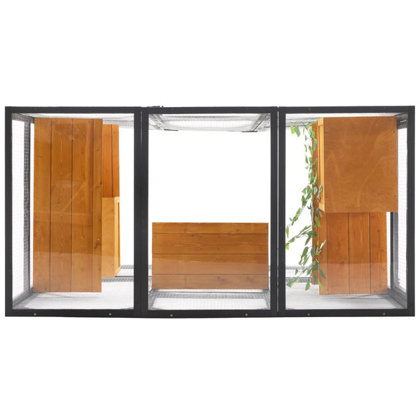 English Elm Outdoor Pine Wood Catio Enclosure with Platforms Condos and Walk-in Access for Cats N719P283198B