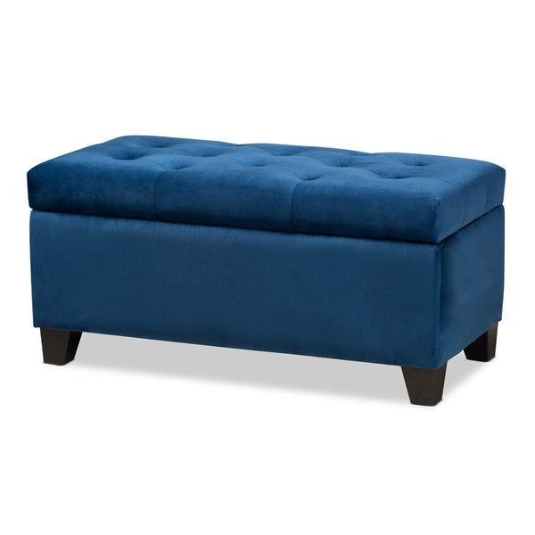 Baxton Studio Baxton Studio Navy Blue Velvet Storage Ottoman - Modern Design with Lift-Top & Elegant Tufting WS-20091-Navy Blue Velvet-Otto