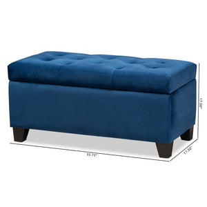Baxton Studio Baxton Studio Navy Blue Velvet Storage Ottoman - Modern Design with Lift-Top & Elegant Tufting WS-20091-Navy Blue Velvet-Otto
