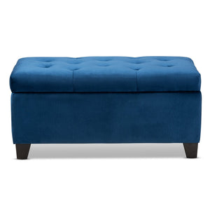 Baxton Studio Baxton Studio Navy Blue Velvet Storage Ottoman - Modern Design with Lift-Top & Elegant Tufting WS-20091-Navy Blue Velvet-Otto