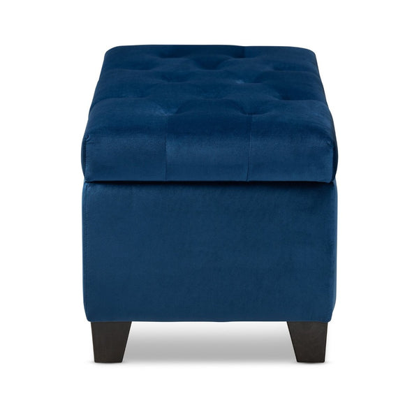 Baxton Studio Baxton Studio Navy Blue Velvet Storage Ottoman - Modern Design with Lift-Top & Elegant Tufting WS-20091-Navy Blue Velvet-Otto