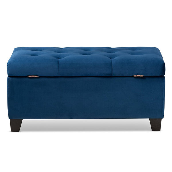 Baxton Studio Baxton Studio Navy Blue Velvet Storage Ottoman - Modern Design with Lift-Top & Elegant Tufting WS-20091-Navy Blue Velvet-Otto