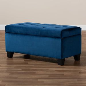 Baxton Studio Baxton Studio Navy Blue Velvet Storage Ottoman - Modern Design with Lift-Top & Elegant Tufting WS-20091-Navy Blue Velvet-Otto