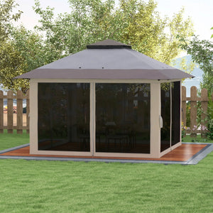 English Elm Outsunny 13x13 Pop up Canopy Gazebo with Mesh Netting Uv50 Steel Frame Outdoor W2225P485586