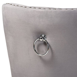 Baxton Studio Baxton Studio Remy Elegant Grey Velvet Dining Chair Set with Tufting & Espresso Oak Legs - 2 Pieces WS-F458-Grey Velvet/Espresso-DC