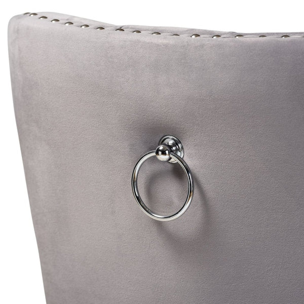 Baxton Studio Baxton Studio Remy Elegant Grey Velvet Dining Chair Set with Tufting & Espresso Oak Legs - 2 Pieces WS-F458-Grey Velvet/Espresso-DC