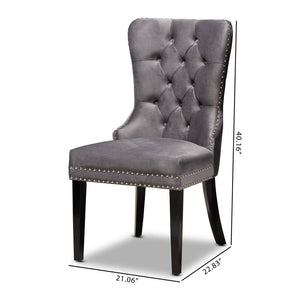 Baxton Studio Baxton Studio Remy Elegant Grey Velvet Dining Chair Set with Tufting & Espresso Oak Legs - 2 Pieces WS-F458-Grey Velvet/Espresso-DC