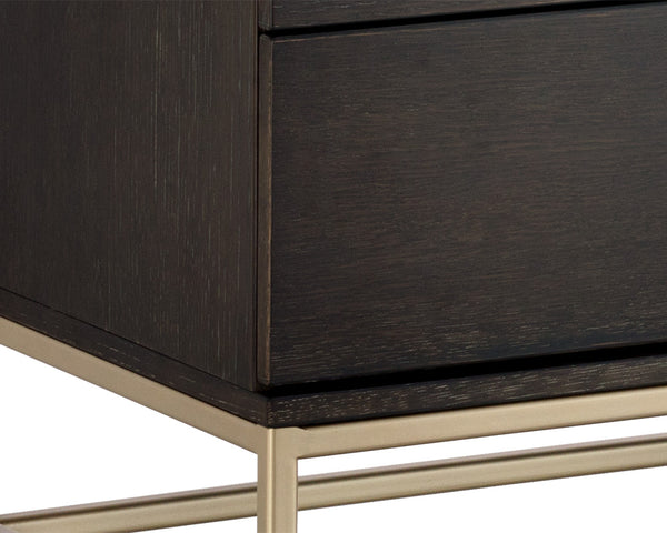 Sunpan Rebel Nine Drawer Oak Veneer Dresser with Brushed Gold Frame for Primary Bedrooms Small 104609