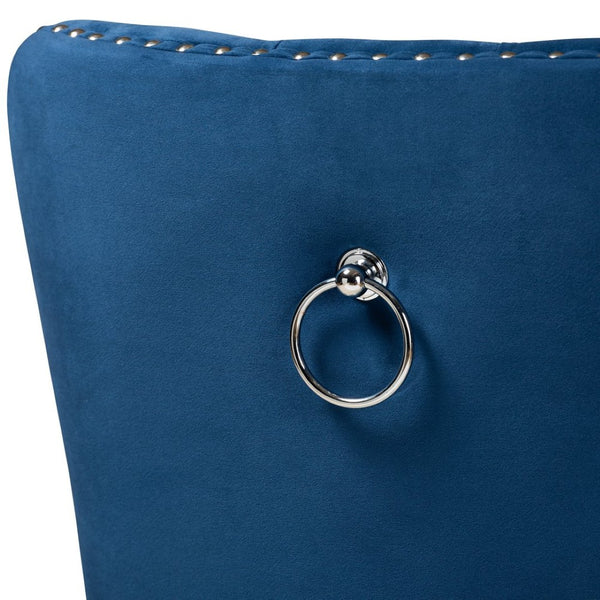 Baxton Studio Baxton Studio Remy Navy Blue Velvet Dining Chairs Set – Elegant Button Tufting & Nailhead Trim Design WS-F458-Navy Blue Velvet/Espresso-DC