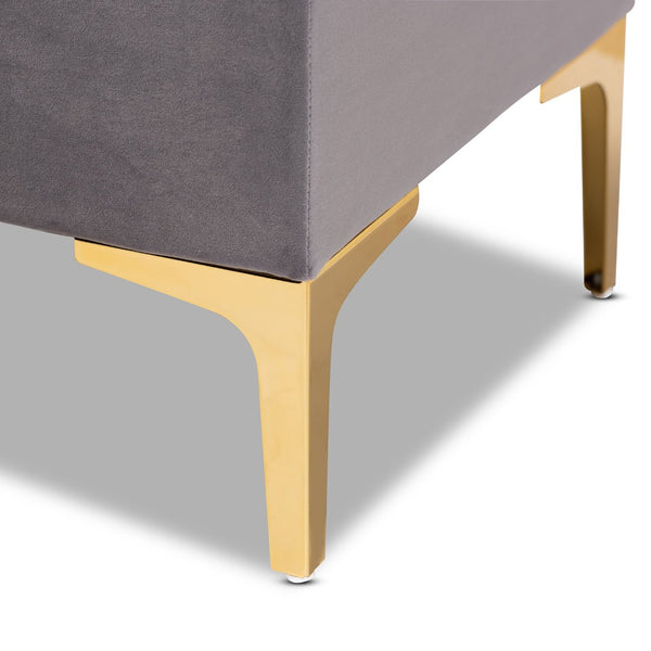 Baxton Studio Baxton Studio Glam Velvet Storage Ottoman with Gold Legs – Chic Tufted Design for Home Organization WS-H68-GD-Grey Velvet/Gold-Otto