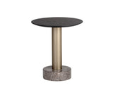 Monaco End Table - Gold - Grey Marble / Charcoal Grey 104629 Sunpan