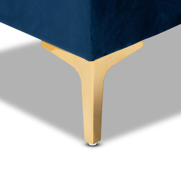 Baxton Studio Baxton Studio Navy Blue Velvet Storage Ottoman with Gold Legs – Luxe Tufted Design & Versatile Use WS-H68-GD-Navy Blue Velvet/Gold-Otto