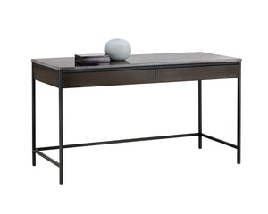 Stamos Desk - Black - Grey Marble / Charcoal Grey 104634 Sunpan