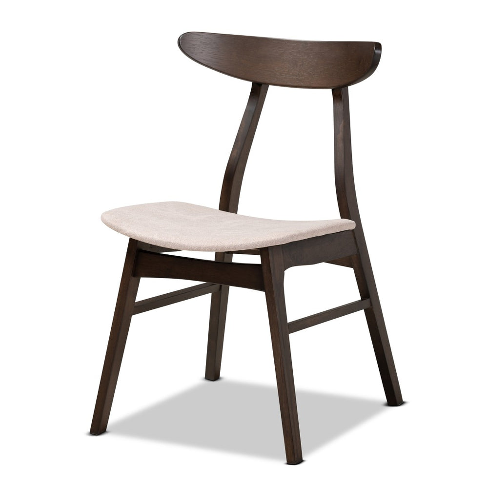 Baxton Studio Baxton Studio Britte 5-Piece Mid-Century Modern Dining Set - Stylish Beige Upholstered Chairs & Table Fiesta-Latte/Coffee Oak-5PC Dining Set