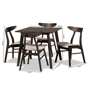 Baxton Studio Baxton Studio Britte 5-Piece Mid-Century Modern Dining Set - Stylish Beige Upholstered Chairs & Table Fiesta-Latte/Coffee Oak-5PC Dining Set